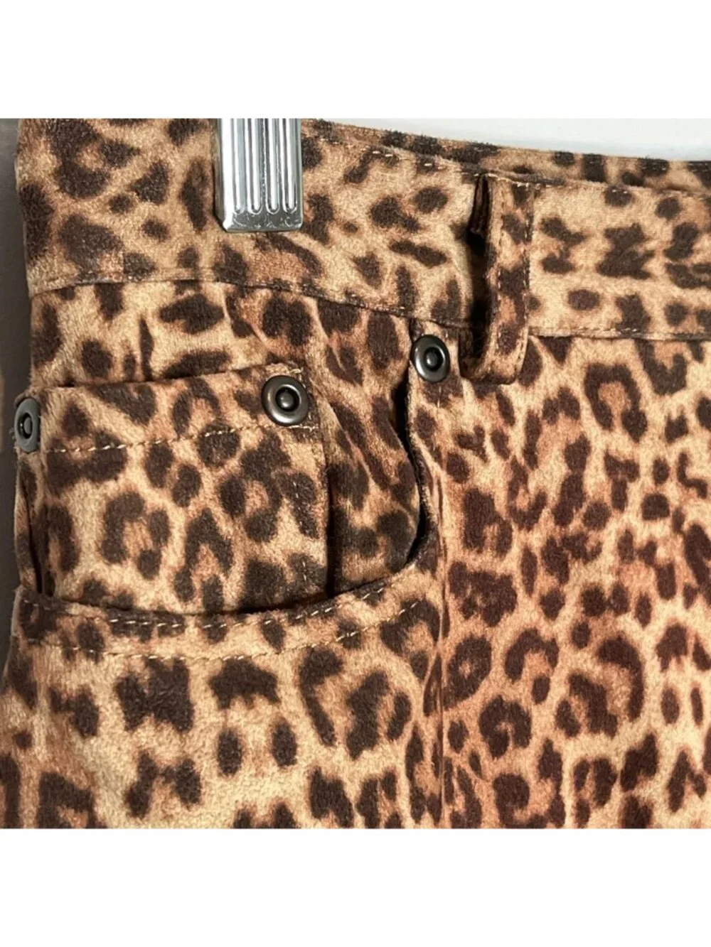 BB Dakota Faux Suede Mini Skirt Womens 2 Brown Leopard Animal Print